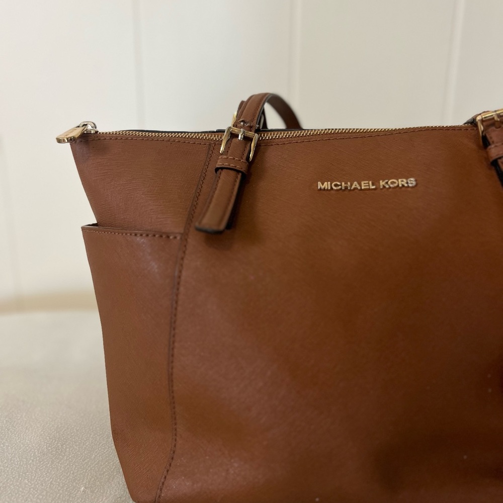 Michael Kors Large Tan Brown Jet Set Tote Bag Purse Handbag - Picture 6 of 13
